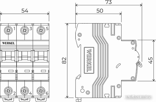 Выключатель автоматический Werkel 3P 63 A C 4.5 кА W903P634