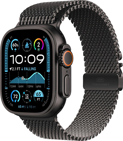 Умные часы Apple Watch Ultra 2 LTE 49 мм (титановый корпус, черный/черный, миланская петля L)