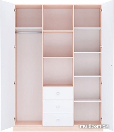 Шкаф распашной Polini Kids Simple трехсекционный 0001632.161 (дуб пастельный/белый)