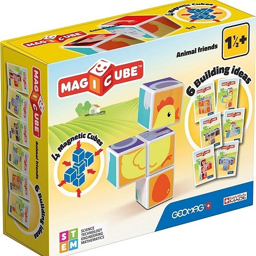 Развивающая игра Geomag Магнитные кубики зверята GM132