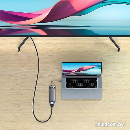 Док-станция Baseus Metal Gleam Series 7-in-1 Multifunctional Type-C HUB Docking Station Gray WKWG040013