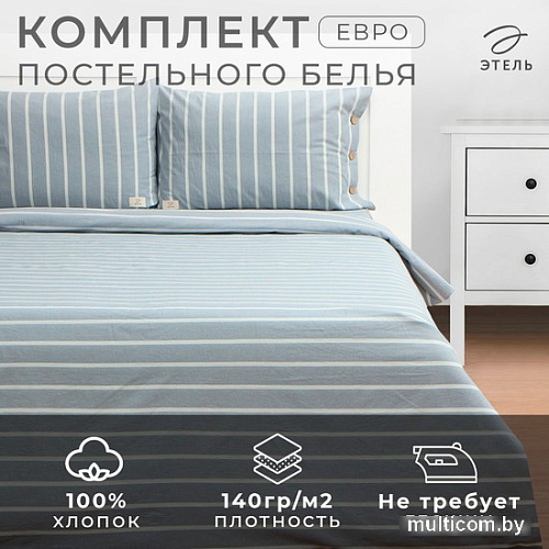 Постельное белье Этель Blue Stripe Евро 10131658