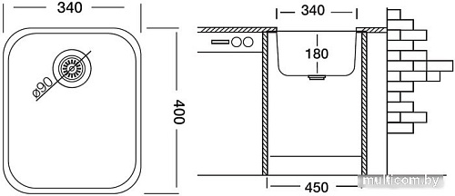 Кухонная мойка Ukinox Модерн MOP340.400 GT8C (с сифоном)