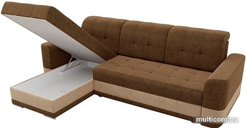 Угловой диван Mebelico Честер 61116 (левый, вельвет, коричневый/бежевый)