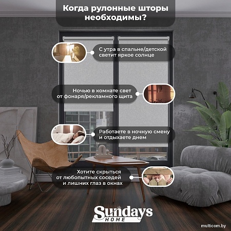 Рулонные шторы Sundays Home LM 97-11 72х160 с 2-мя направляющими LM-15 150см (белый)