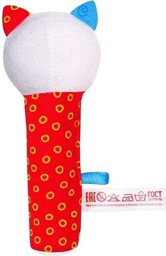 Погремушка Мякиши Хрустящая пищалка Котик