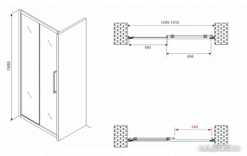 Душевая дверь Abber Schwarzer Diamant AG30130MH