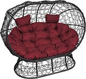 Садовый диван M-Group Лежебока 11190402 (на подставке с черным ротангом/бордовая подушка)