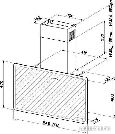 Кухонная вытяжка Faber Glam Fit 55 BK 330.0528.270