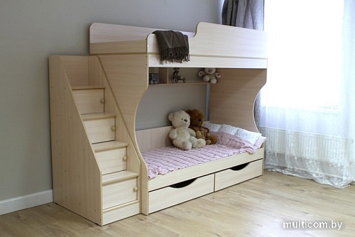 Двухъярусная кровать Красная звезда Р443 Капризун 6 180x80 (дуб млечный)