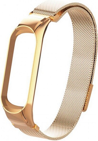 Браслет Bingo миланское плетение на магните для Xiaomi Mi Band 5/6 (золотистый)
