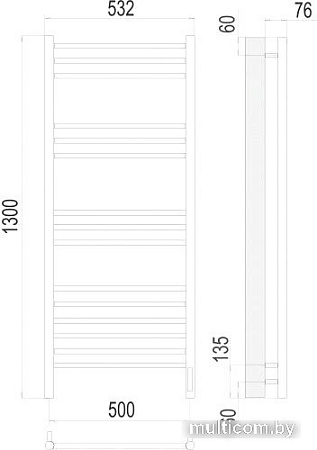 Полотенцесушитель TERMINUS Аврора П15 500x1300 электро