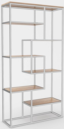 Стеллаж Hype Mebel Зиг-Заг-2 120x200 (белый/дуб галифакс натуральный)