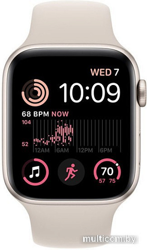 Умные часы Apple Watch SE 2 44 мм (алюминиевый корпус, звездный свет/звездный свет, спортивный силиконовый ремешок)