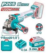 Угловая шлифмашина Total TAGLI2211532 (с 2-мя АКБ, кейс)