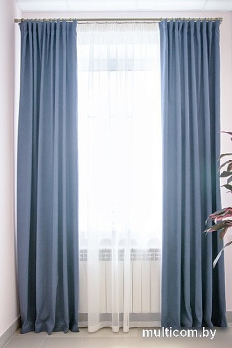 Комплект штор Decoretto Сатин индиго СИ-K12 4.25x2.5 м (синий, 2 шт)