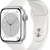 Умные часы Apple Watch Series 8 41 мм (алюминиевый корпус, серебристый/белый, спортивный силиконовый ремешок)