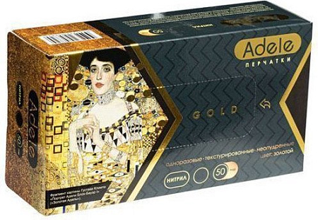 Нитриловые перчатки Adele нитриловые неопудренные 012М (М, 100 шт, золото)