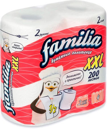 Бумажные полотенца Familia Двухслойные XXL (2 шт, белый)