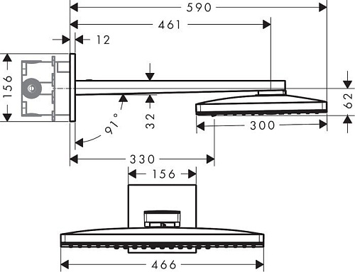 Верхний душ Hansgrohe Rainmaker Select 460 3jet 24007600