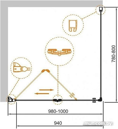 Душевой уголок Cezares ECO-O-ASH-1-100/80-C-Cr