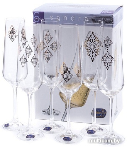 Набор бокалов для шампанского Bohemia Crystal Sandra 40728/S1387/200