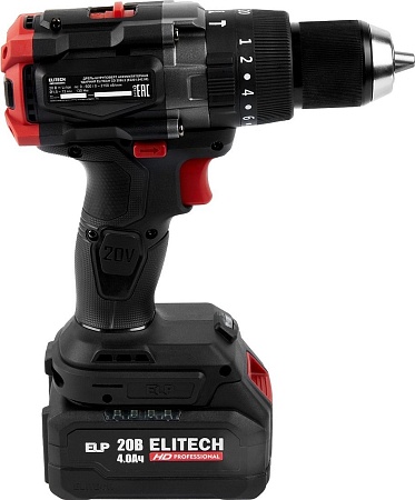 Ударная дрель-шуруповерт ELITECH CD 20BL2 E2201.042.01 (с 1-им АКБ, кейс)