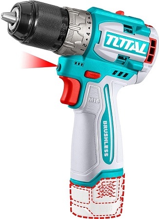 Дрель-шуруповерт Total TDLI16682 (с 2-мя АКБ, кейс)