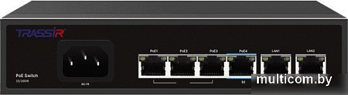 Неуправляемый коммутатор TRASSIR TR-NS1206-65-4PoE