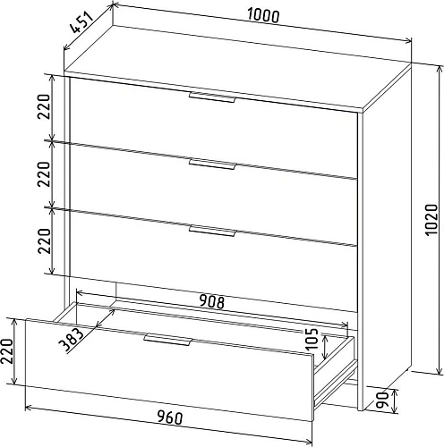 Комод Интерлиния Концепт КТ-К100 (антрацит/дуб золотой)