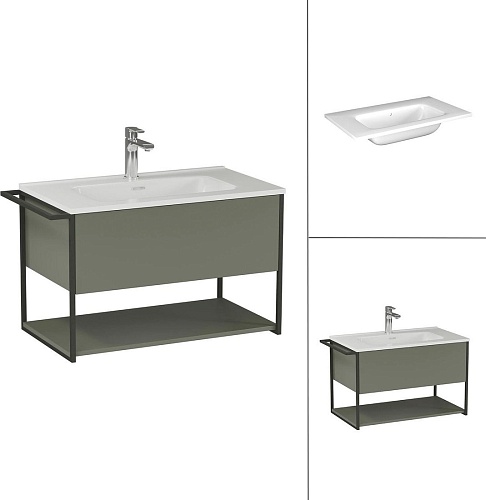 Lauter Тумба под умывальник Lea 80 + Alton 82 (серо-зеленый п/мат)