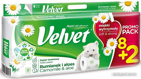Туалетная бумага Velvet Аромат Ромашки 3 слоя (8+2 рулонов)