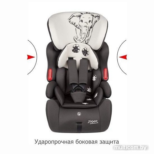 Детское автокресло Siger Космо Lux Animals Слон (серый/бежевый)