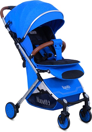 Коляска прогулочная «книга» Nuovita Giro Lux (синий/серебристая рама)