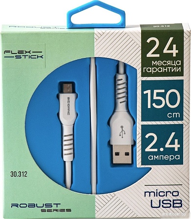 Кабель Atomic Flexstick Robust 30.312 USB Type-A - microUSB (1.5 м, белый)