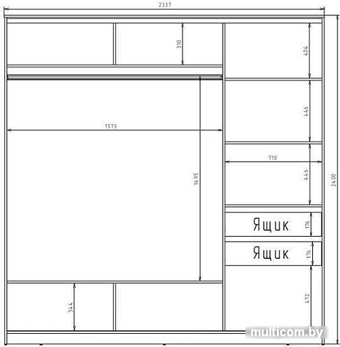 Шкаф-купе Рэйгрупп 233450 VVX Elgon РГ-01.06 (венге/хром)