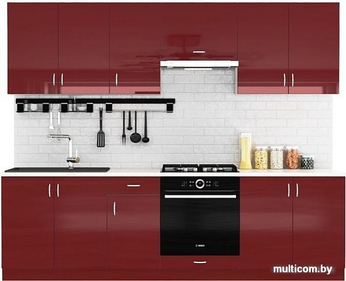 Кухня Сивирин-Компани Клео глосс 2.6 (бургундский глянец\бургундский глянец)