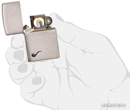 Зажигалка Zippo Pipe Brushed Chrome 200PL-000063