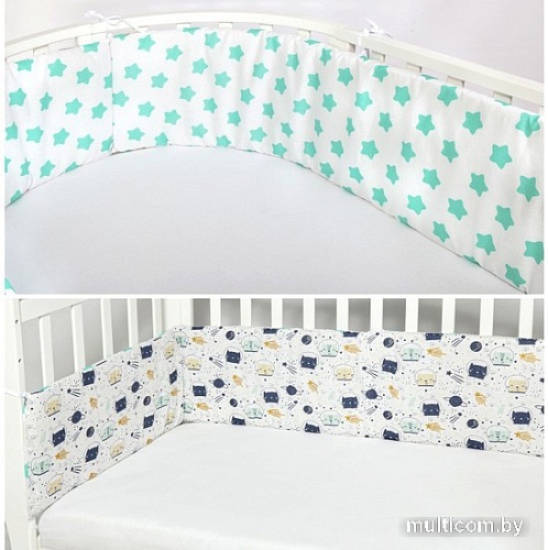 Постельное белье Amarobaby Космос двухсторонний (4 предмета, бирюзовый/синий)