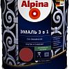 Эмаль Alpina Эмаль 3 в 1 по ржавчине (красно-корич., шелковисто-мат., 2.5 л)