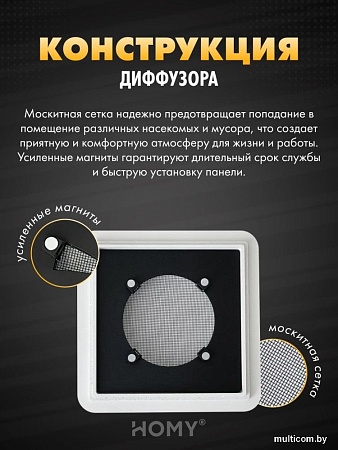 Вентиляционная решетка HOMY AIR квадратный AS100WT 15x15 (белая)