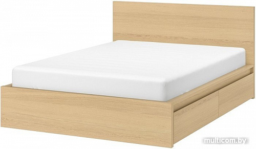 Кровать Ikea Мальм 200x160 (4 ящика, дуб беленый, без основания) 792.109.48