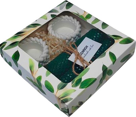 Подарочный набор Вендитио Ozarich Сувенирный с 2-мя свечами и подсвечниками Г10 (зеленый)