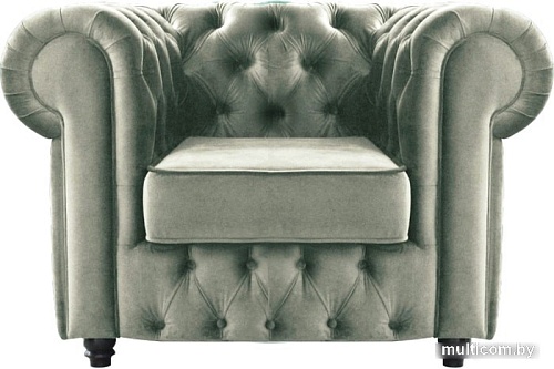 Интерьерное кресло Brioli Честерфилд (велюр, B8 светло-серый/темные ножки)