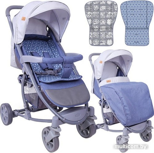 Коляска прогулочная «книга» Lorelli S300 2019 (синий/серый)