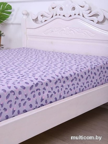 Постельное белье Luxsonia Трикотаж на резинке 80x200 3366 (перышки серый)