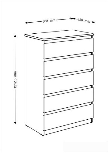 Комод Mio Tesoro Мальта 5 ящиков 80x121 2.05.02.090.1 (белый)