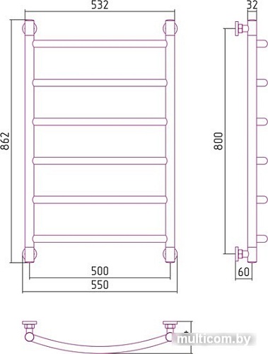 Полотенцесушитель Сунержа Галант+ 800x500 00-0200-8050
