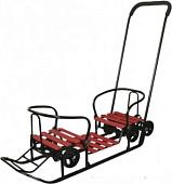 Санки-коляска Galaxy Погодки универсал 1 (черный/красный)