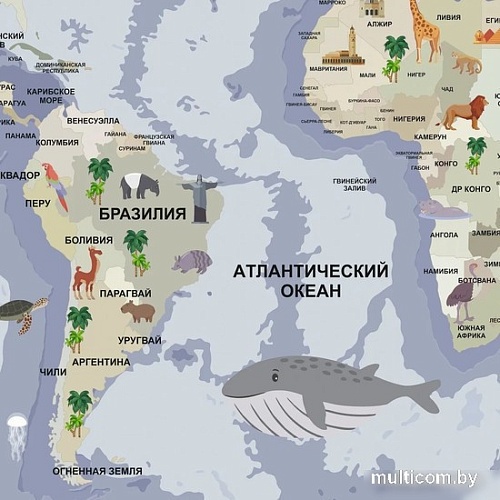 Фотообои Citydecor Детская карта мира 340 300x260